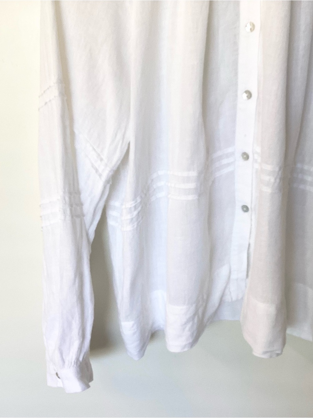 Rails Long Sleeve Frances Linen Blend Button Up Top - White - S - Picture 3 of 8